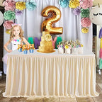 Ivory Table Skirt - 12ft Rectangle Table Polyester Pleated Ruffle Tablecloth for Wedding, Birthday, Baby Shower, Bridal Shower & Banquet Decoration - Image 5