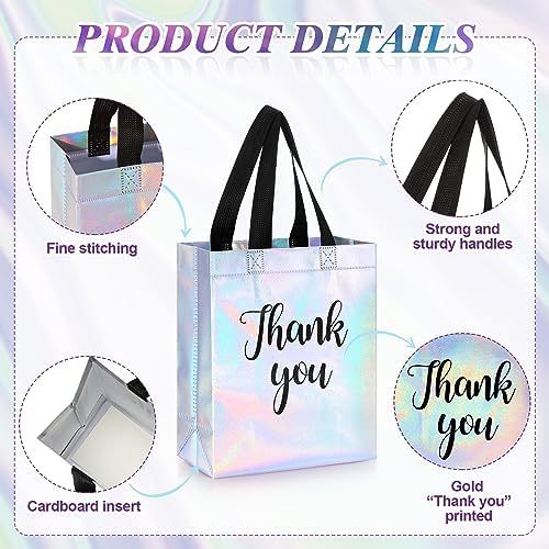 Fumete 50 Pcs Iridescent Glossy Thank You Gift Bag with Handles - Image 4