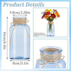 6 Pack Mason Jar Vases for Centerpieces, Blue Glass Flower Vase - Image 2