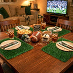 XLX TURF 8 Pack Artificial Grass Square Mats, 12"x12" Fake Grass Placemats to Match Table Runner for Golf Football Summer Party Table Centerpiece, Turf Patch for Crafts - Image 2