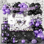 Halloween Baby Shower Decorations 265pcs A Baby Is Brewing Baby Shower Decorations Plates and Napkins Purple Watercolor Flower Coffin Vampire Bat Tableware for Halloween Baby Sprinkle Party Supplies by Unknown