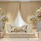 20ft×12ft Wrinkle Free Champagne Backdrop Curtain for Wedding Parties, 4 Panels 5×12ft Long Silky Polyester Fabric Backdrop Drapes Photo Back Drop Curtains for Birthday Photography Background Cloth - Image 2