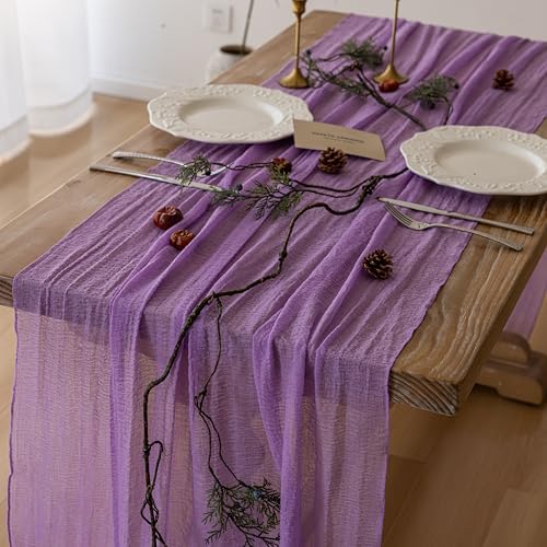 10Pcs Lilac Cheesecloth Table Runner 120 Inches for Party Home Decor by KEKETOARRANGE