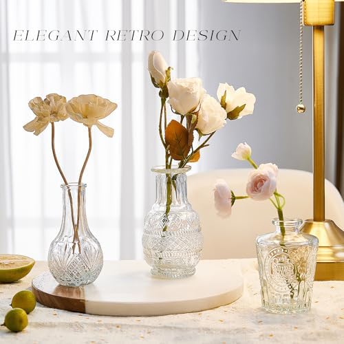 Glass Bud Vase Set of 20, Small Flower Vases, Glass Vases for Centerpieces, Vintage Home Table Decorations Bud Vases (20 Pcs, Clear) - Image 3