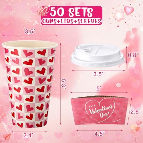 Lallisa 50 Pack 16oz Coffee Cups with Lids & Sleeves - Image 2