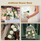 Artificial Flowers Realistic Roses, 100pcs Real Looking Fake Roses with Stem for DIY Wedding Bouquets Centerpieces Bridal Shower Party Home Romantic Decorations (Champagne) - Image 3