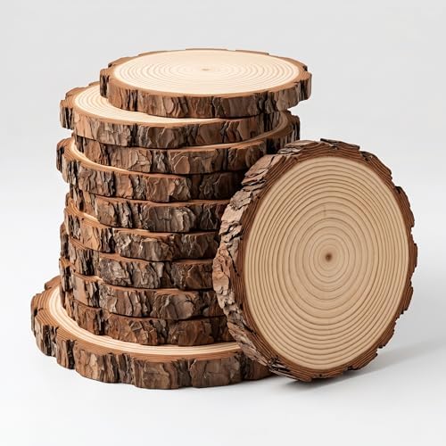 Wood Slices for Centerpieces, 6-7 Inches, 10 Pack, Rustic Round Wood Circles for Wedding Tables, Baby Showers, and DIY Craft Projects by Unknown