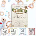 Custom Baby Shower Invites Woodland Themed Invitations 20 5x7 Personalized Ourdoors Theme Invitation Cards With Envelopes - Unique Cute Animal Baby Shower Cards - Image 2