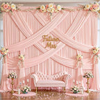 16x10FT Pale Pink Backdrop Curtains for Wedding Parties, Wrinkle Free Polyester Photography Backdrop Drapes for Wedding Baby Shower Birthday Parties Stage Background Stand Decorations 4x10ft,4 Panels - Image 5