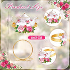 50 PCS Vintage Floral Teapot Napkin Ring Vintage Teapot Napkin Holder Tea Party Table Decor for Floral Theme Tea Party Birthday Wedding Bridal Shower Supply - Image 4