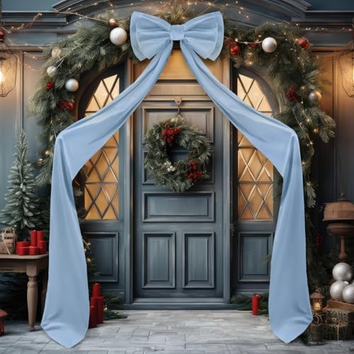 Wavwavw Christmas Giant Velvet Bow Decor Dusty Blue Big Bow, 75 x 18 Inches - Image 5