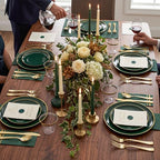 NOCCUR 350PCS Green Plastic Plates - Disposable Green Gold Dinnerware Set for 50 Guests, 100 Dinner/Dessert Plates, 150 Gold Silverware, 50 Cups&50 Napkins for Party ＆ Wedding ＆ World Cup 2026 - Image 6