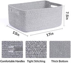 MiniArk Large Storage Baskets for Organizing, 17 x 13 x 7.5” Closet Shelf Baskets for Clothes Blanket Towels, Baby Nursery, Toy Bins Box, Woven Rope Baskets, 4 Packs Mixed Grey - Image 2