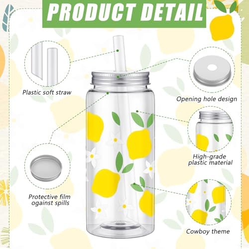 SiliFine 24 Pcs Lemon Party Favors Lemonade Cups with Lids and Straws - Image 3