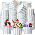 Zopeal 100 Count Blue Striped Ice Cream Cups Disposable Dessert Bowls by Zopeal