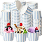 Zopeal 100 Count Blue Striped Ice Cream Cups Disposable Dessert Bowls by Zopeal