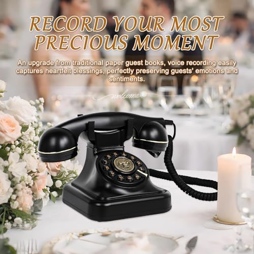 Audio Guest Book Wedding Phone with Signage, Vintage Voice Message Recorder Telephone with Premium Gift Box for Special Events,Bridal Shower,Birthday Party,Baby Shower,Anniversary - Image 3