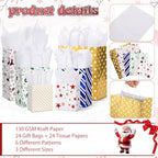 Humyoun 24 Pack Christmas Paper Gift Bags Bulk Assorted Sizes, Colorful - Image 3
