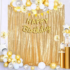 QueenDream Gold Sequin Backdrop Curtain Party Decorations: 10ft x 10ft - Image 2
