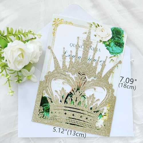 20 sets Laser Cut Crown wedding invitation pockets,Quinceañera Invitations, Sweet 16 Invitations,1 birthday invitations,and etc. - Image 2