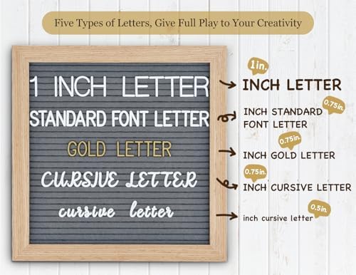Grey Changeable Felt Letter Board, 10x10 Inch, 725 Pre-Cut & Sorted Letters, First Day of School, Classroom Decor, Message Sign - Image 3
