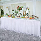 2 Pack 6ft White Tulle Table Skirts for wedding Bridal Shower White Ruffle Tutu Tablecloth for Baby Shower Birthday Party Banquet Baptism Cake Dessert Table Decorations - Image 3