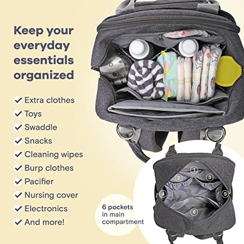 RUVALINO Baby Diaper Bag Backpack with Changing Pad, XL Dark Gray - Image 6