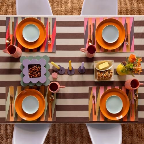 Tudomro Striped Tablecloth, Rectangle, Brown, Cream, 84'' X 60'' - Image 7