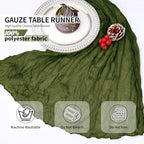 12 Pcs Olive Green Cheesecloth Table Runner 10Ft, Gauze Table Runners 21.5 x 120 inch,Semi Sheer Cheese Cloth Fabric Runner Bulk for Wedding,Party,Baby Shower,Bridal Shower - Image 6