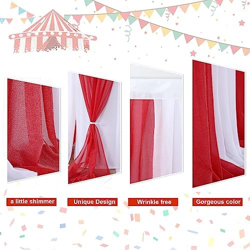 Circus Table Skirt Red White Striped Tulle Table Skirts for Rectangle Table Birthday Carnival Circus Party Decorations 9ft - Image 4