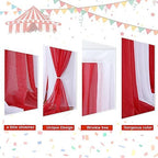 Circus Table Skirt Red White Striped Tulle Table Skirts for Rectangle Table Birthday Carnival Circus Party Decorations 14ft - Image 3