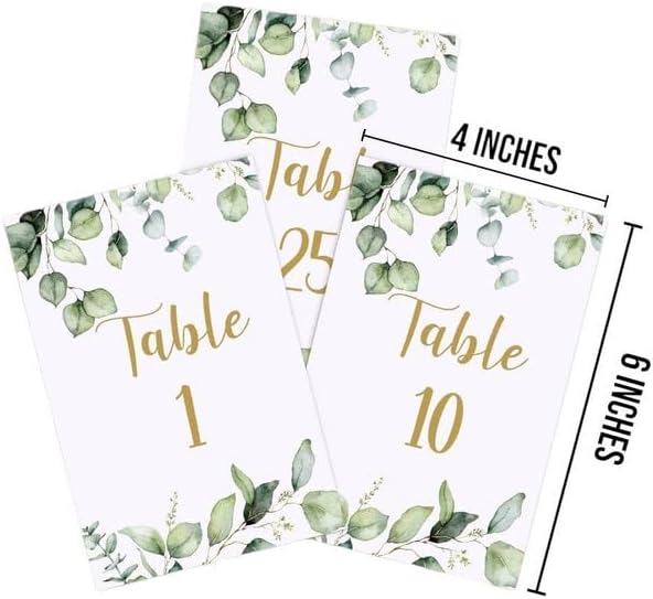 Greenery Eucalyptus Table Number Cards Double Sided Party Table Numbers for Reception Baby Shower Anniversary Birthday Bridal Party 4x6 Inch, 100 - Image 4