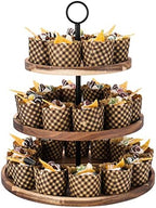 3 Tier Cupcake Stand, Large Wood Tiered Serving Tray Cupcake Tower, Serving Stand Display Dessert Cookie Candy Buffet Holder for Home Tea Party, Wedding, Farmhouse, Kitchen Decor by QIELSER
