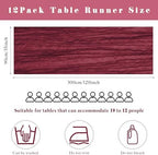 10FT 12 Pcs Burgundy Cheesecloth Table Runner Gauze Fabric Boho Cheese Cloth Table Runner Rustic Semi Sheer Runner for Wedding Holiday Bridal Shower Birthday Party Table Decor (35 x 120 Inches Long) - Image 3