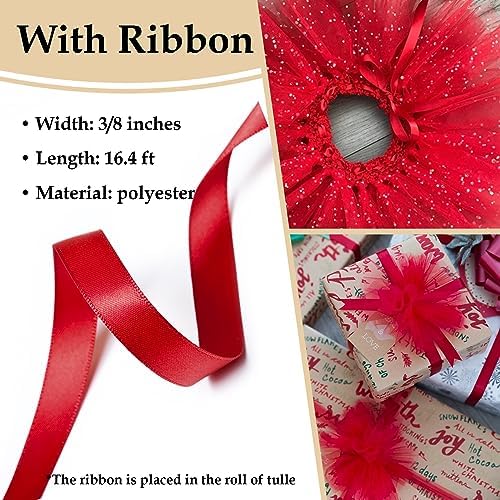 3PCS Glitter Tulle & Solid Color Tulle Roll Bundle (White & Red & Green) - Image 7
