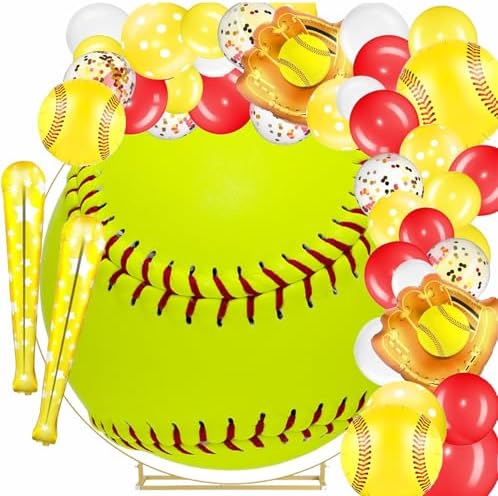 Renaiss 7.5x7.5ft Green Softball Round Backdrop Covers for Photoshoot Girls Kids Portrait Softball 3D Printing Circle Background Baby Shower Birthday Fans Events Party Decors Arch Photo Booth Props - Image 2