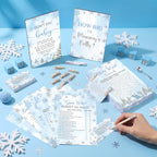 Funnymoom 426 Pcs Blue Snowflake Baby Shower Games Decor, 8 Set, 50 Guest - Image 2