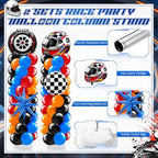 Kasyat 2 Sets Hot Car Balloon Column Stand Kit with Star Race Tire Wheels Helmets Checked Foil Balloons Race Car Arch Garland Kit for Floor for Racing Themed Birthday Party Decorations - Image 3