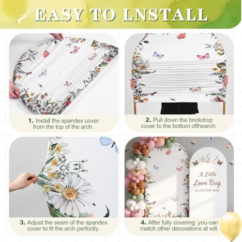 Moukeren Love Bug Baby Shower Arch Backdrop Cover 6ft and 7.2ft - Image 4