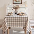 Gingham Tablecloth Rectangle Table, Cotton Linen Fabric Picnic Checkered Table Cloth Farmhouse Washable Wrinkle Free Buffalo Plaid Table Cover for Outdoor Birthday Party, Beige, 60x120 - Image 6
