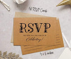 50 Blank RSVP Cards,RSVP Postcards No Envelopes Needed,Rustic Kraft Print Response Card,RSVP for Wedding,Baby Shower,Bridal Shower - Image 4