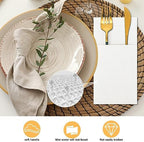 Cindeer 150 Pcs White Linen Dinner Napkins with Built in Flatware - Image 6