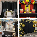 30 ft x 10 ft Wrinkle Free Black Backdrop Curtain for Parties, 6 Panels Silky Polyester Black Wedding Drapes for Backdrop 10 ft Photo Back Drop Cloth for Birthday Graduation Photography Background - Image 3
