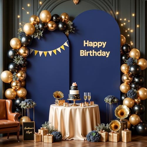 Navy Blue Arch Cover 2 Set-7.2FT, 6FT Arch Backdrop Cover Spandex Fitted Wedding Arch Stand Covers for Bridal Shower Wedding Baby Shower Birthday Party Banquet Photo Background Decorations - Image 4
