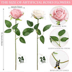 48 PCS Dusty Pink & Champagne Roses Artificial Flowers,Silk - Image 2