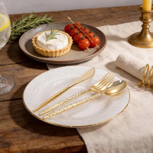 WELLIFE 300 Pcs Gold Plastic Silverware,Plastic Utensils Heavy Duty - Image 6