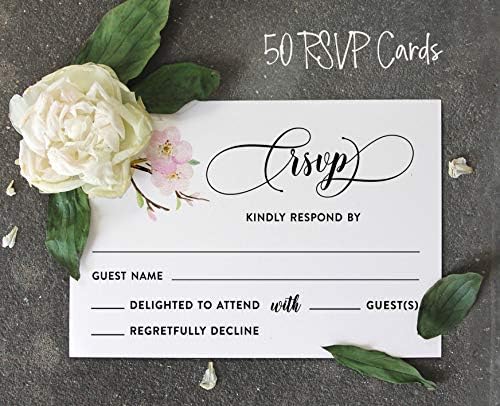 50 Blank RSVP Cards with White Envelopes-Floral & Leaves Style Response Card-RSVP for Wedding-Rehearsal Dinner-Baby Shower-Bridal Shower-Engagement Party Invitations - Image 5
