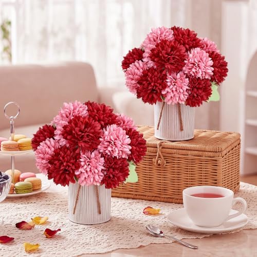6 Set Pre-Made Flower Table Centerpieces - Burgundy & Dusty Pink - Image 3