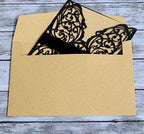 100 Sets 4.9 x 7 ''Laser Cut Wedding Invitations Cards with Ribbon and Envelopes For Birthday Baby Shower Wedding Rehearsal Dinner Invite (Black) - Image 5