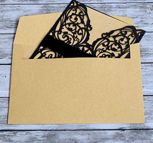 100 Sets 4.9 x 7 ''Laser Cut Wedding Invitations Cards with Ribbon and Envelopes For Birthday Baby Shower Wedding Rehearsal Dinner Invite (Black) - Image 5